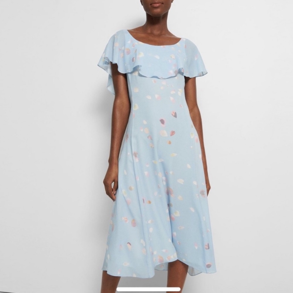 Theory Light Blue Floral High-Low Dress